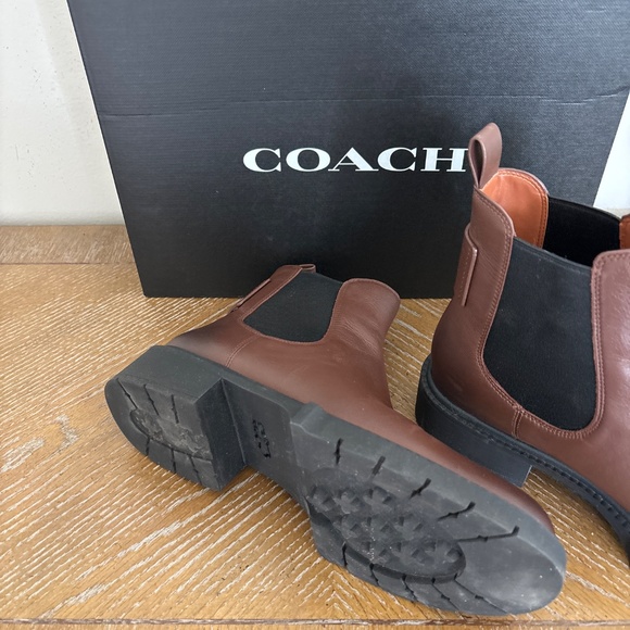 Women’s Coach Lyden Walnut Brown Leather Bootie Ankle Boots Sz 9 B - Picture 6 of 8